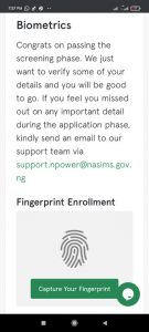 Npower Biometric enrollment